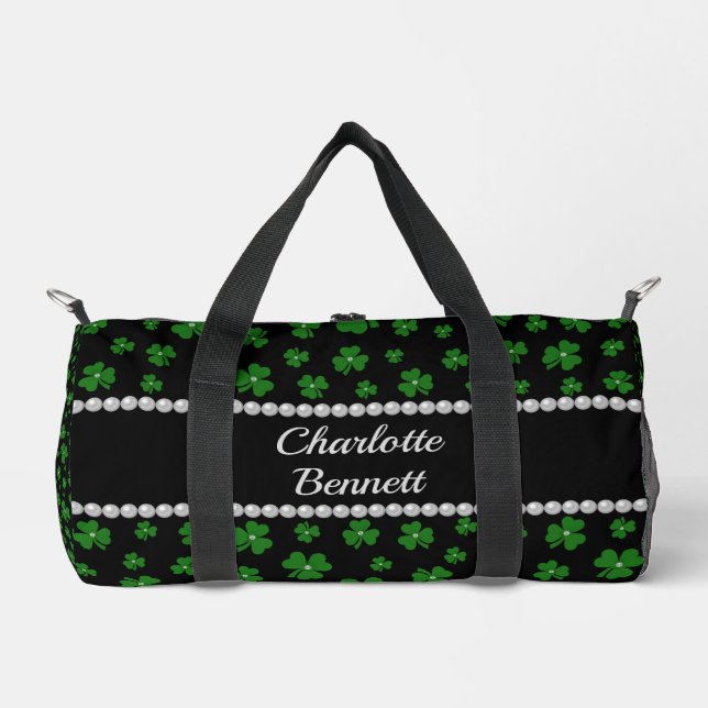 Personalized St. Patrick’s Day Shamrock with Pearl Duffle Bag (Vorderseite)