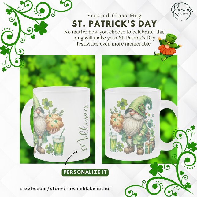 Personalized St. Patrick's Day Frosted Glass Mug Mattglastasse (Von Creator hochgeladen)