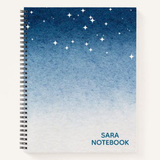 Personalized Starry Night Blue Gradient Notebook Notizbuch