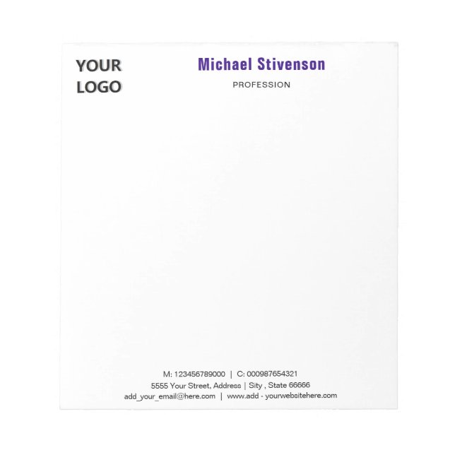 Personalized Stationery Branded Business Notepad Notizblock (Vorderseite)