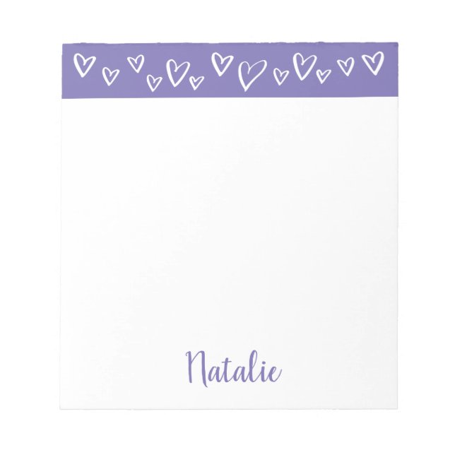 Personalized Stationery for girls custom hearts Notizblock (Vorderseite)