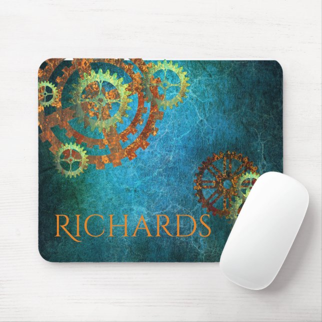 Personalized Steampunk Rusty Gears   Mousepad (Mit Mouse)
