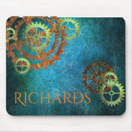 Personalized Steampunk Rusty Gears   Mousepad