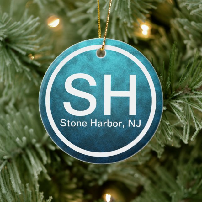 Personalized Stone Harbor NJ SH Beach Christmas Keramik Ornament (Baum)
