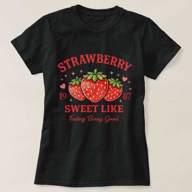 Personalized Strawberry Sweet Custom Birth Year T-Shirt (Design vorne)
