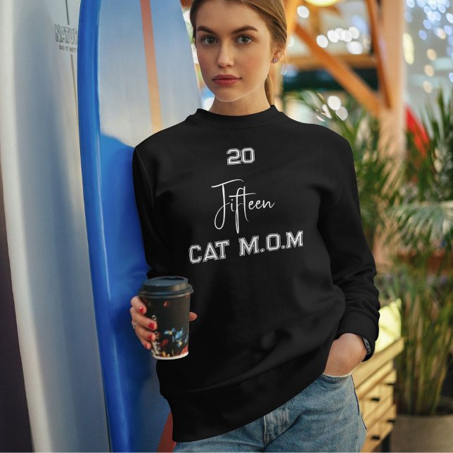 Personalized Stylish Script Establish Date Cat Mom Sweatshirt (Von Creator hochgeladen)