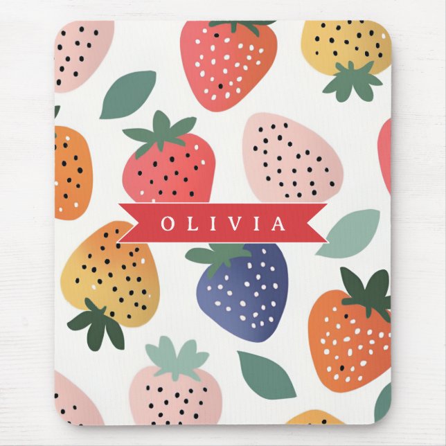Personalized Summer Colorful Strawberry Pattern Mousepad (Vorne)
