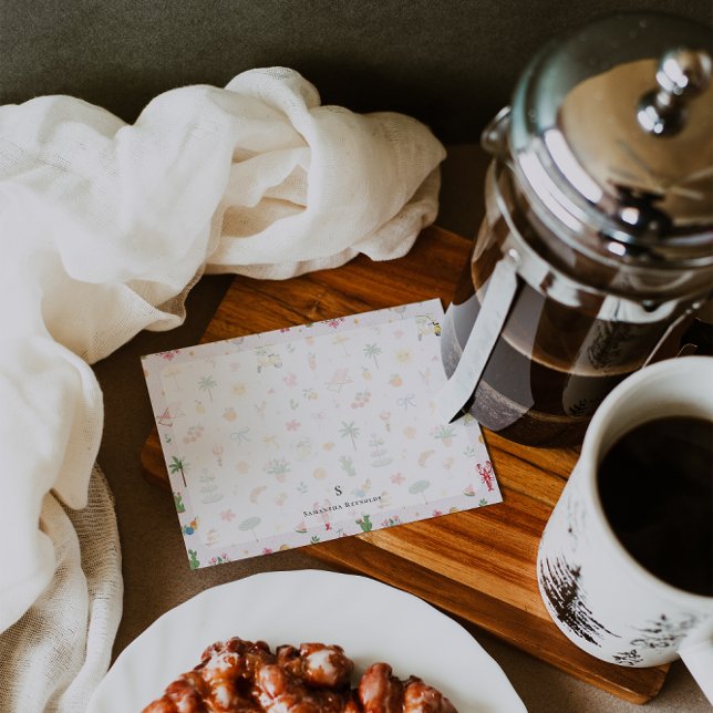 Personalized Summer Watercolor Pattern Mitteilungskarte (Von Creator hochgeladen)