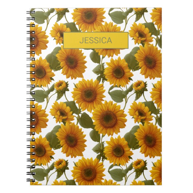 Personalized Sunflower Bloom Floral Pattern Custom Notizblock (Vorderseite)