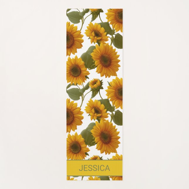 Personalized Sunflower Bloom Floral Pattern Custom Yogamatte (Vorderseite)