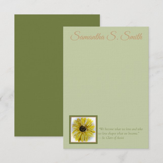 Personalized Sunflower Flat Note Card Einladung (Vorne/Hinten)