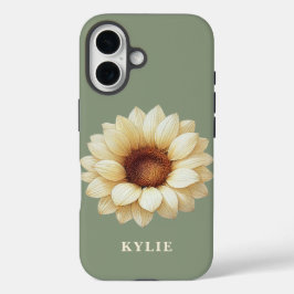 Personalized Sunflower Name Sage Green Phone Case