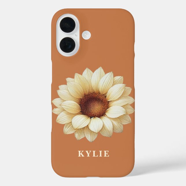 Personalized Sunflower Name Terra Cotta Phone Case (Rückseite)