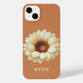 Personalized Sunflower Name Terra Cotta Phone Case iPhone 14 Plus Hülle