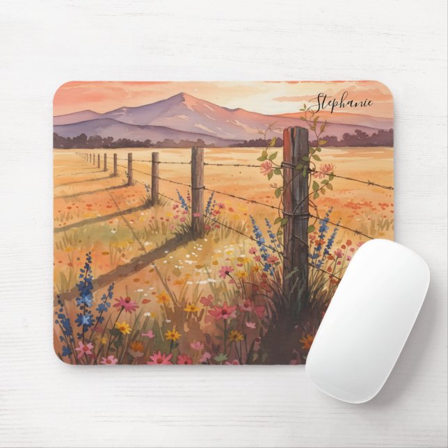 Personalized Sunset Wildflower Desk Mousepad (Mit Mouse)