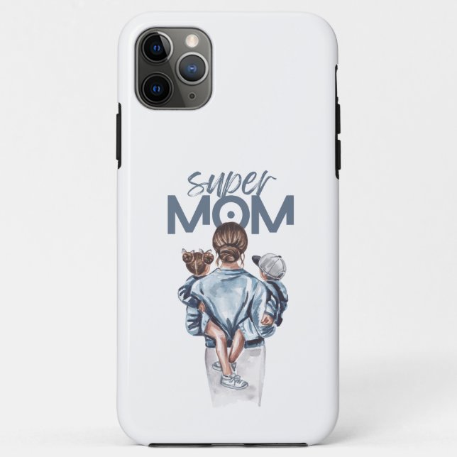 Personalized Super Mom with Son and Daughter Gift Case-Mate iPhone Hülle (Rückseite)
