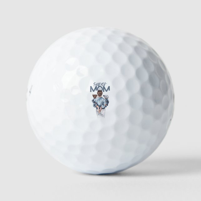 Personalized Super Mom with Son and Daughter Gift Golfball (Vorderseite)
