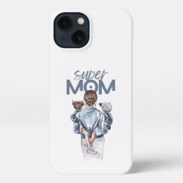 Personalized Super Mom with Son and Daughter Gift iPhone Hülle