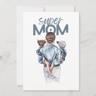 Personalized Super Mom with Son and Daughter Gift  Karte