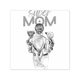 Personalized Super Mom with Son and Daughter Gift  Permastempel