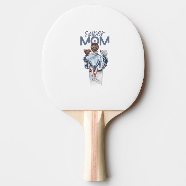 Personalized Super Mom with Son and Daughter Gift Tischtennis Schläger (Vorderseite)