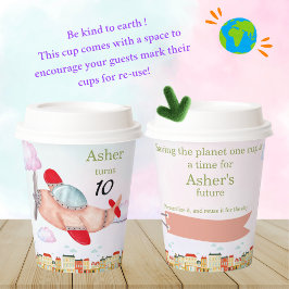 Personalized Sustainable Red Airplane Birthday Pappbecher