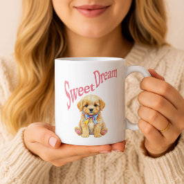 Personalized "Sweet Dream" Puppy Dog Watercolor  Tasse