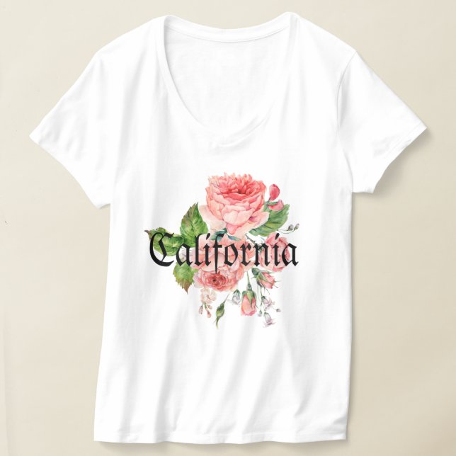 Personalized sweet pink roses California Cute T-Shirt (Ablage )