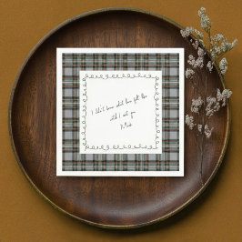 Personalized Tartan Border Love Note Napkin  Serviette
