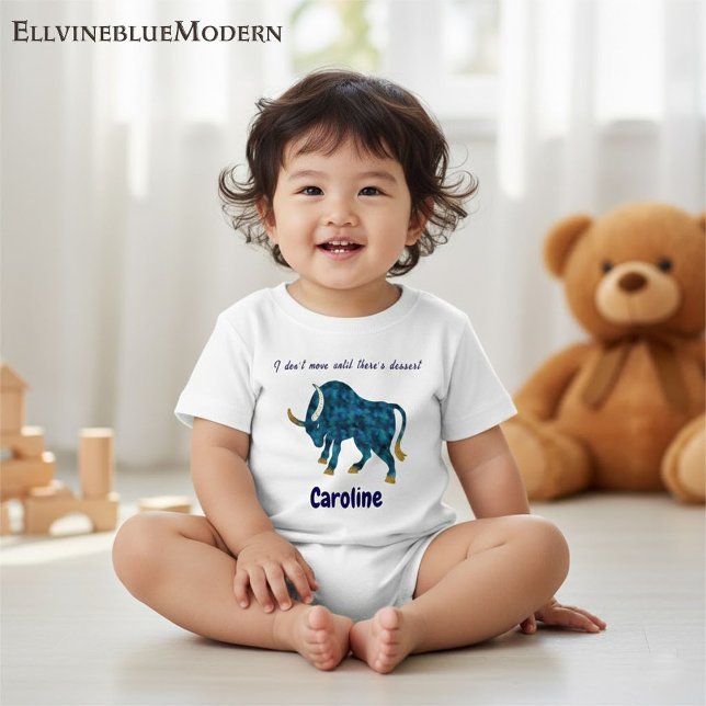 Personalized Taurus Gourmet & Grounded Toddler Art Baby T-shirt (Von Creator hochgeladen)