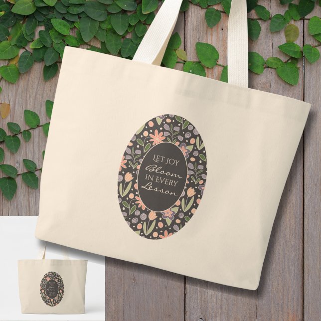 Personalized Teacher Appreciation Tote Bag  Jumbo Stoffbeutel (Personalized Teacher Appreciation Tote – “Let Joy Bloom in Every Lesson” Floral Design)