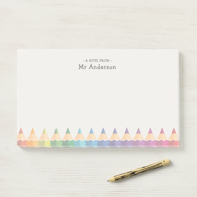 Personalized Teacher's Name Colorful Pencils Post-it Klebezettel (Auf Schreibtisch)