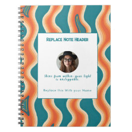 Personalized Teal and Orange Wave Patterned  Notizblock