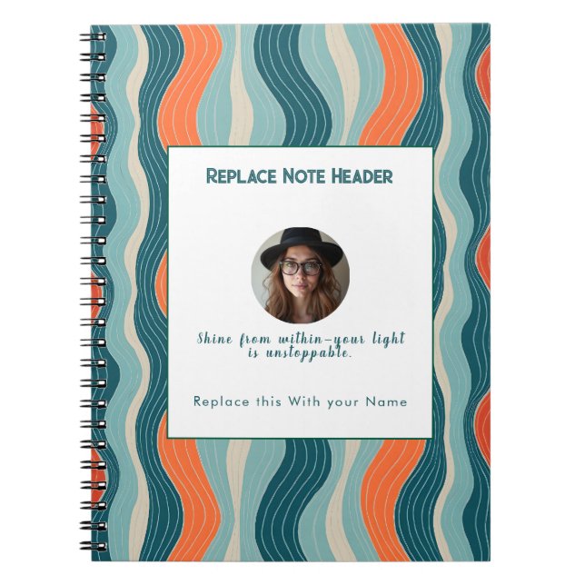 Personalized Teal and Orange Wave Patterned  Notizblock (Vorderseite)
