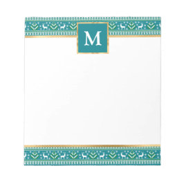 Personalized Teal Christmas Fair Isle Notizblock