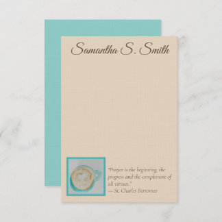 Personalized Teal Heart Coffee Cup Flat Note Card Einladung