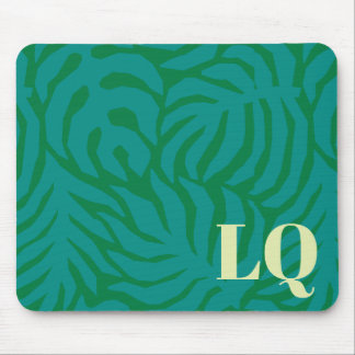 Personalized Teal Palm Leaf Pattern Mouse Pad Mousepad