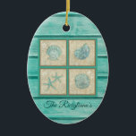 Personalized Teal Seashell Ornament<br><div class="desc">Personalized Teal Seashell Ornament</div>