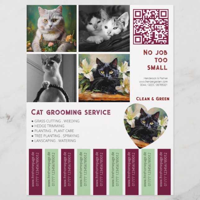 Personalized Tear Off Flyer Cat QR code  (Vorne)