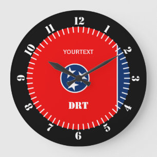 Personalized Tennessee State Flag Design on a Große Wanduhr