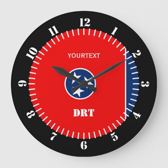 Personalized Tennessee State Flag Design on a Große Wanduhr (Vorderseite)