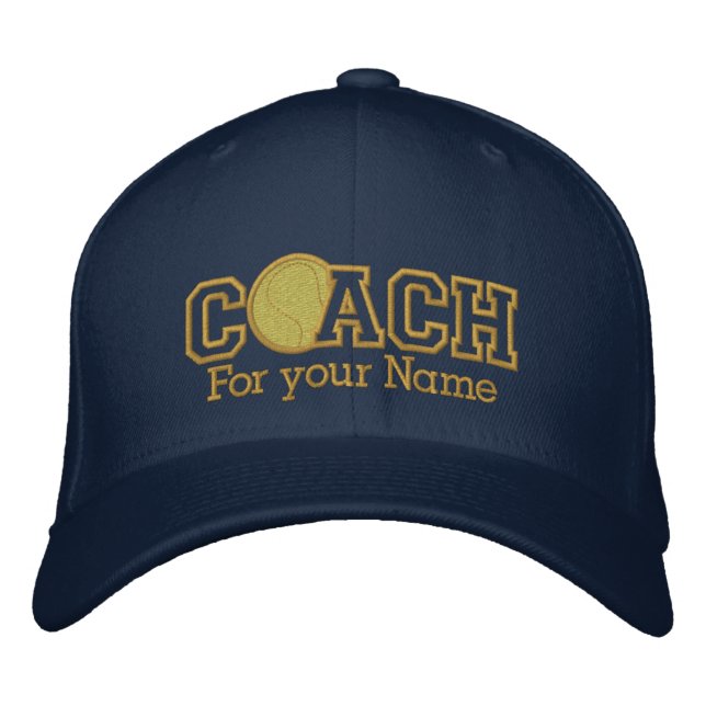 Personalized Tennis Golden Coach with your name Bestickte Baseballkappe (Vorderseite)