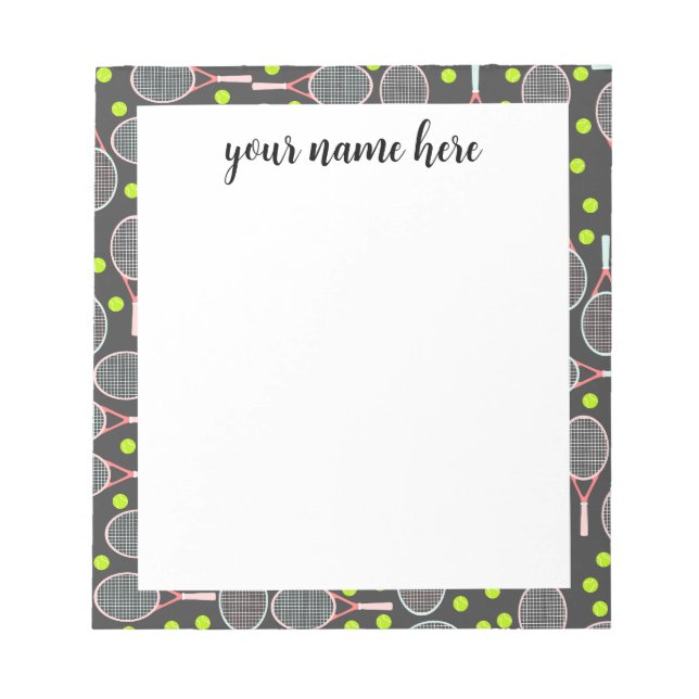 Personalized Tennis Racket Notepad Notizblock (Vorderseite)