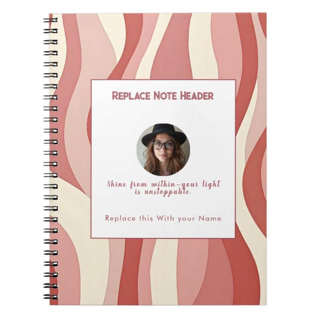 Personalized Terra Cota and Cream Wave Patterned  Notizblock (Vorderseite)