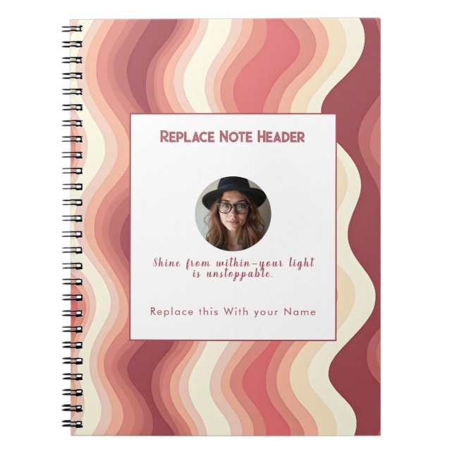 Personalized Terra Cota and Cream Wave Patterned  Notizblock (Vorderseite)