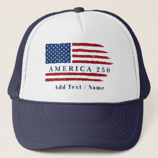 Personalized Text America 250 Patriotic Flag Truckerkappe