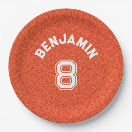 Personalized textured Basketball Kids Party Pappteller