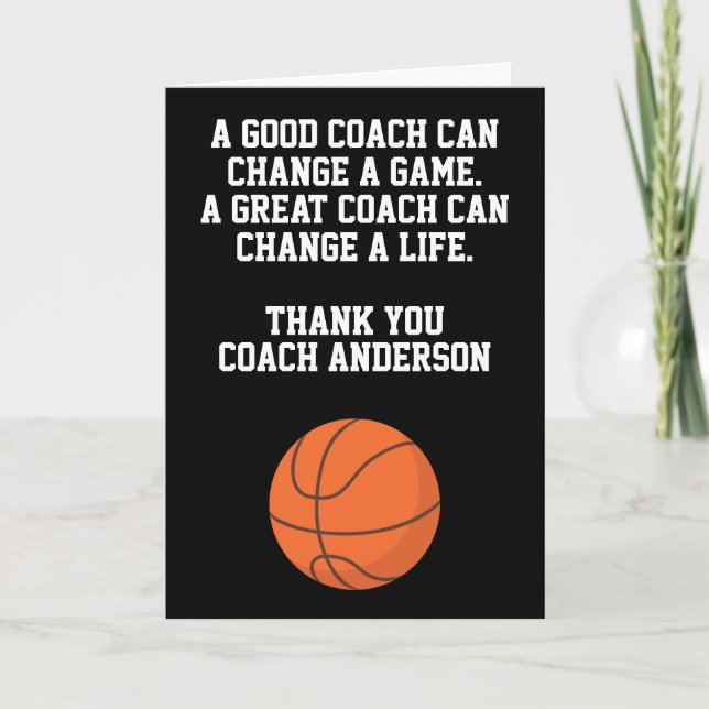 Personalized Thank You Basketball Coach From Team Karte (Vorderseite)