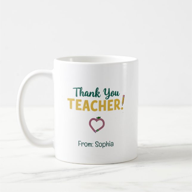 Personalized Thank You Teacher Gift From Student  Kaffeetasse (Links)