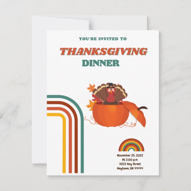 Personalized Thanksgiving Dinner  Invitation (Devant)